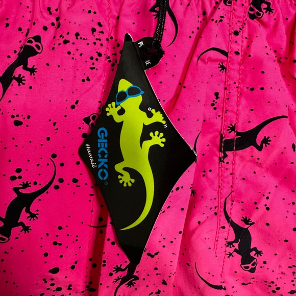 Gecko Hawaii Mens Neon Pink Gecko Splatter Print Swim Trunks Shorts Medium NWT - Picture 5 of 7